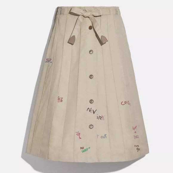 COACH embroidered trench panel pleated skirt 00 - Picture 1 of 8